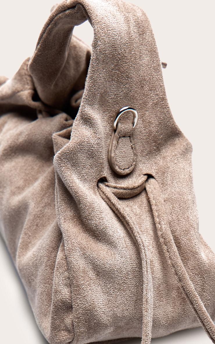 Taupe Faux Suede Drawstring Mini Bag Product Image