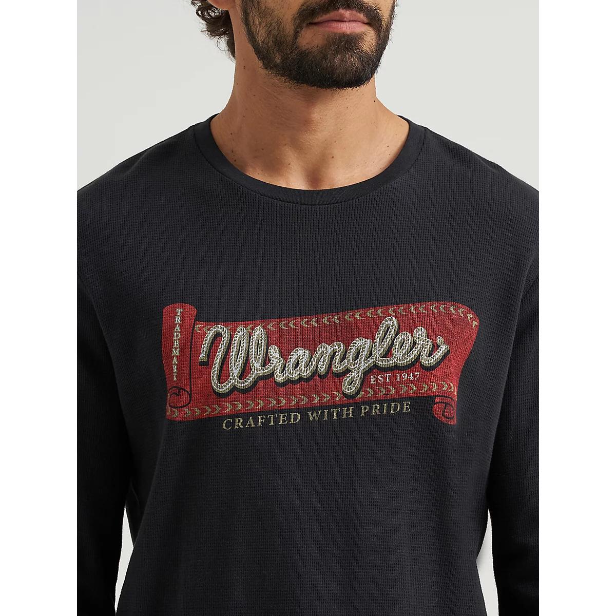 Men's Wrangler Graphic Thermal Long Sleeve T-Shirt in Jet Product Image