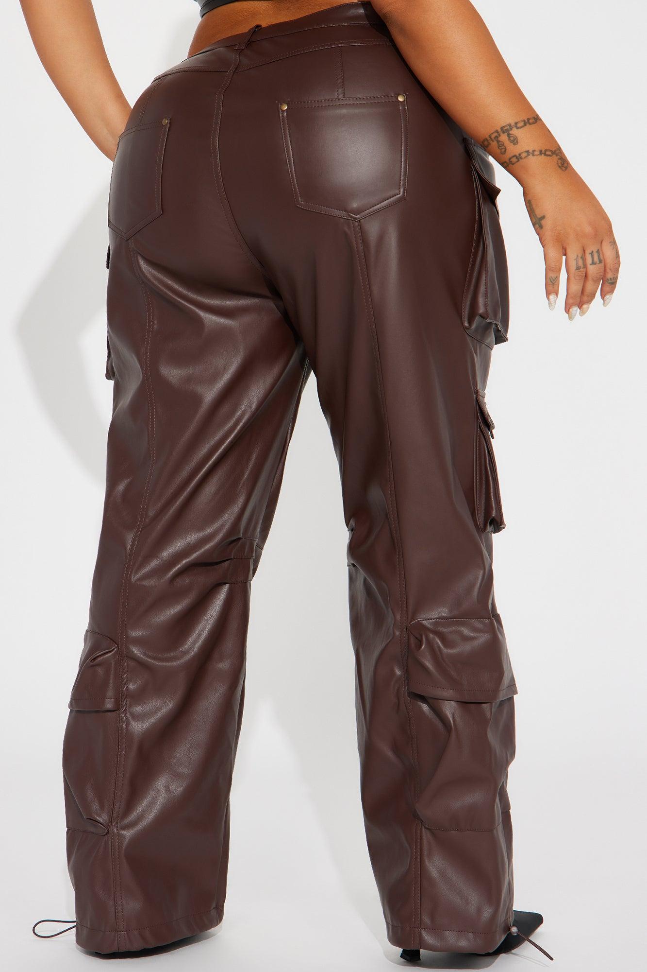 City Is Mine Faux Leather Cargo Pant - Chocolate Product Image