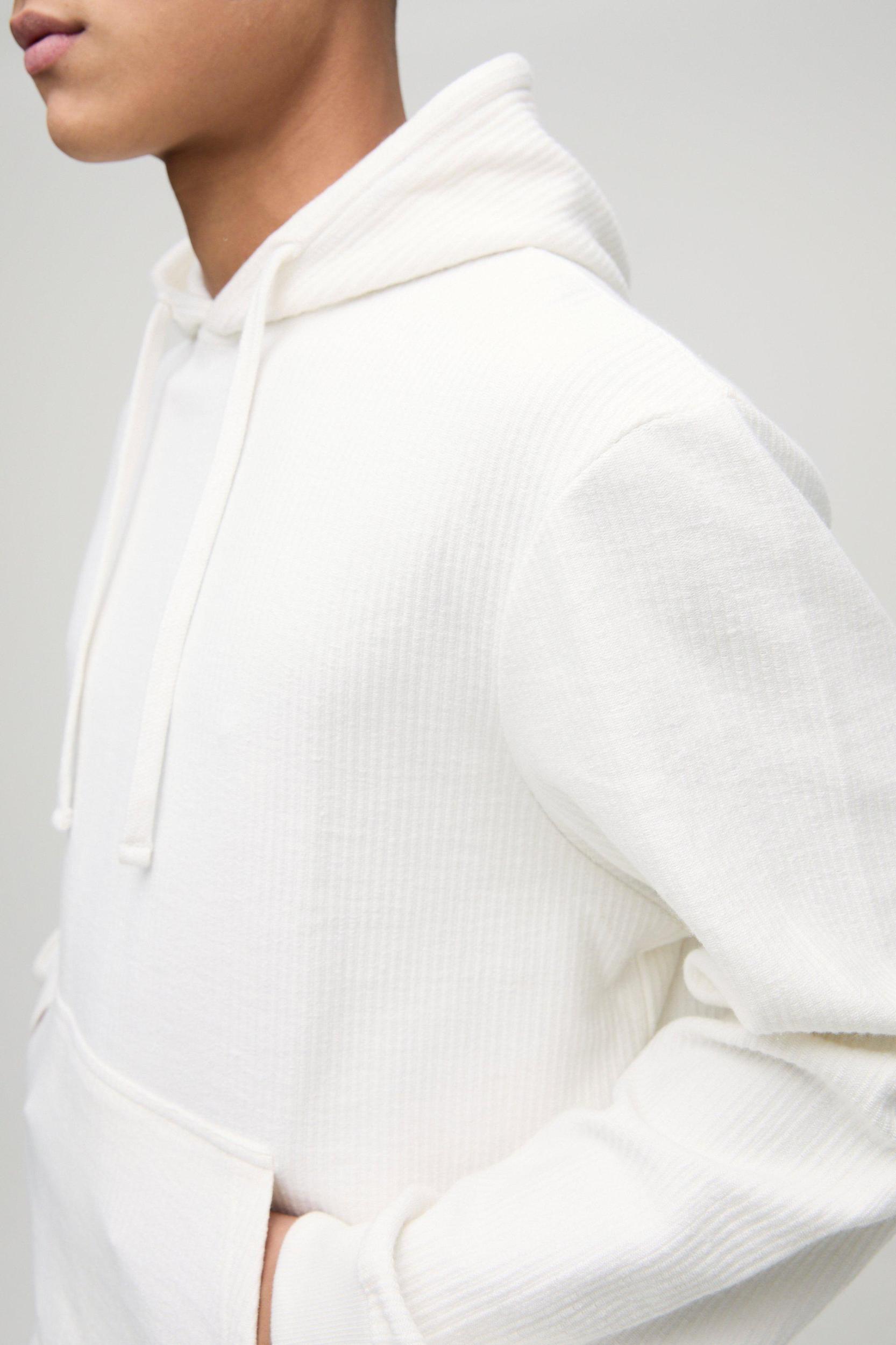 Regular Fit Jacquard Rib Hoodie | boohooMAN USA Product Image