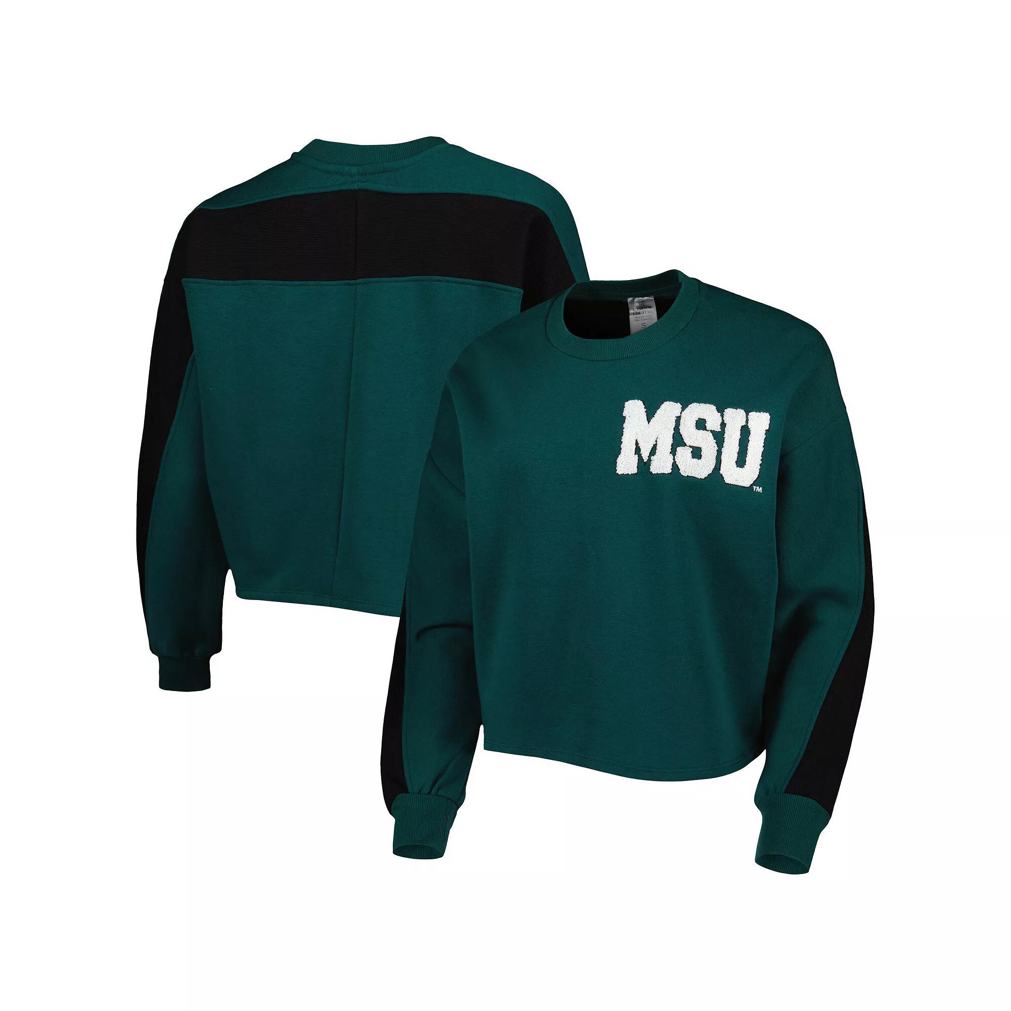 Women's Gameday Couture Green Michigan State Spartans Back To Reality Colorblock Pullover Sweatshirt, Size: XS Product Image