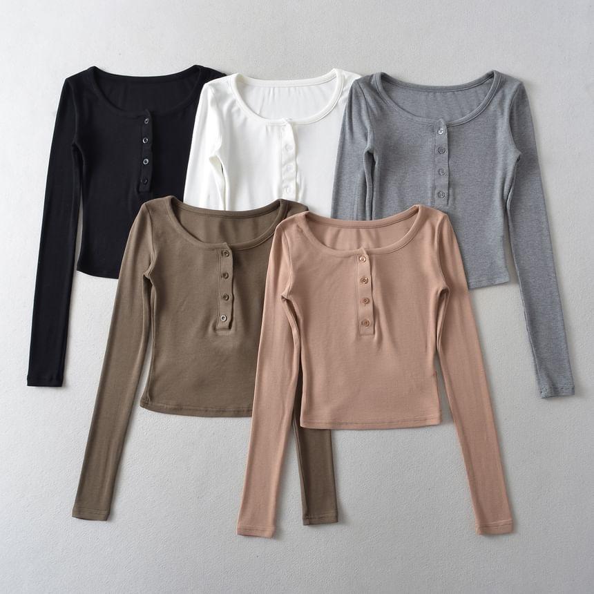 Long-Sleeve Henley T-Shirt Product Image