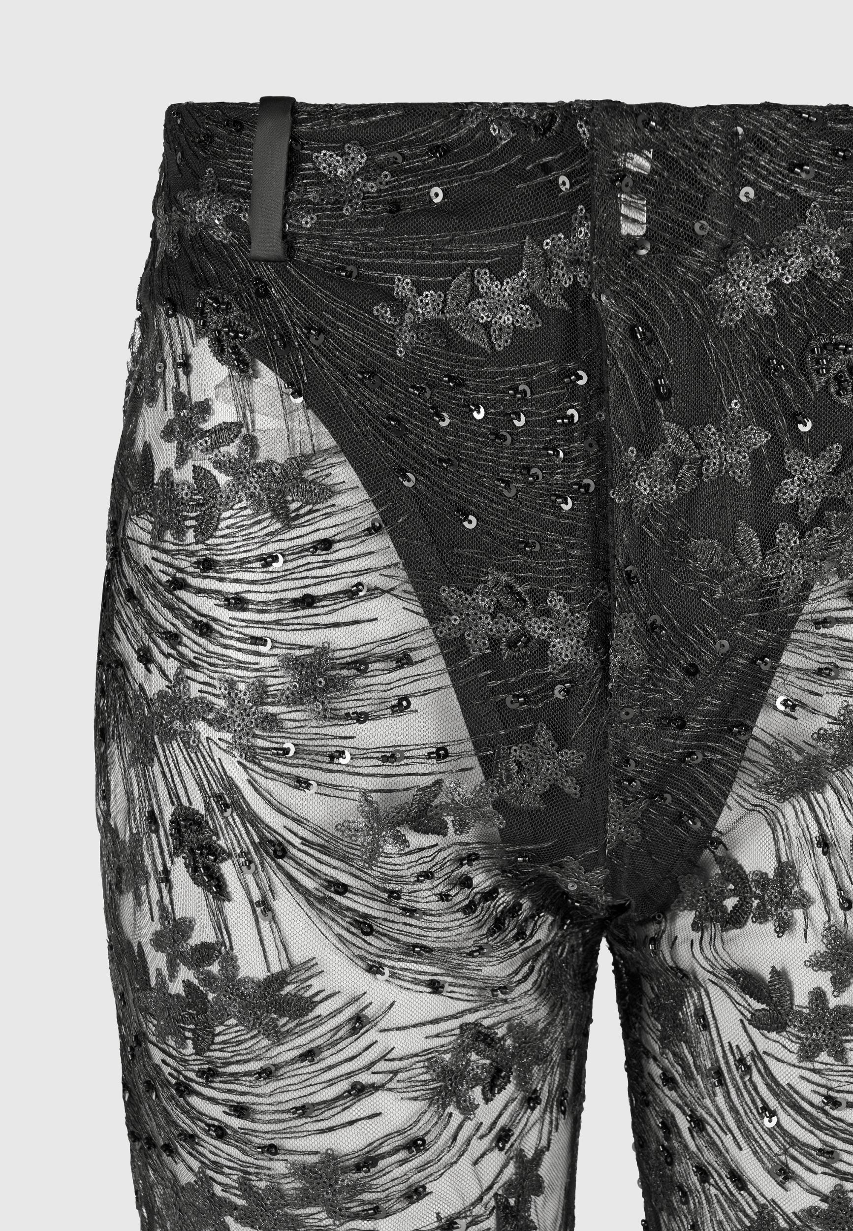 Embellished Lace Fit and Flare Trousers - Black Female Product Image