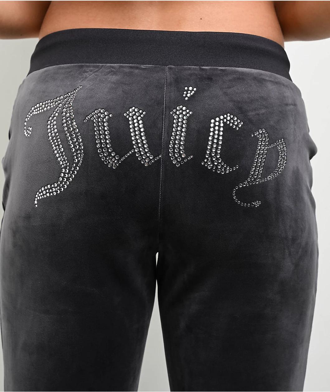 Juicy Couture OG Big Bling Titanium Velour Track Pants Product Image