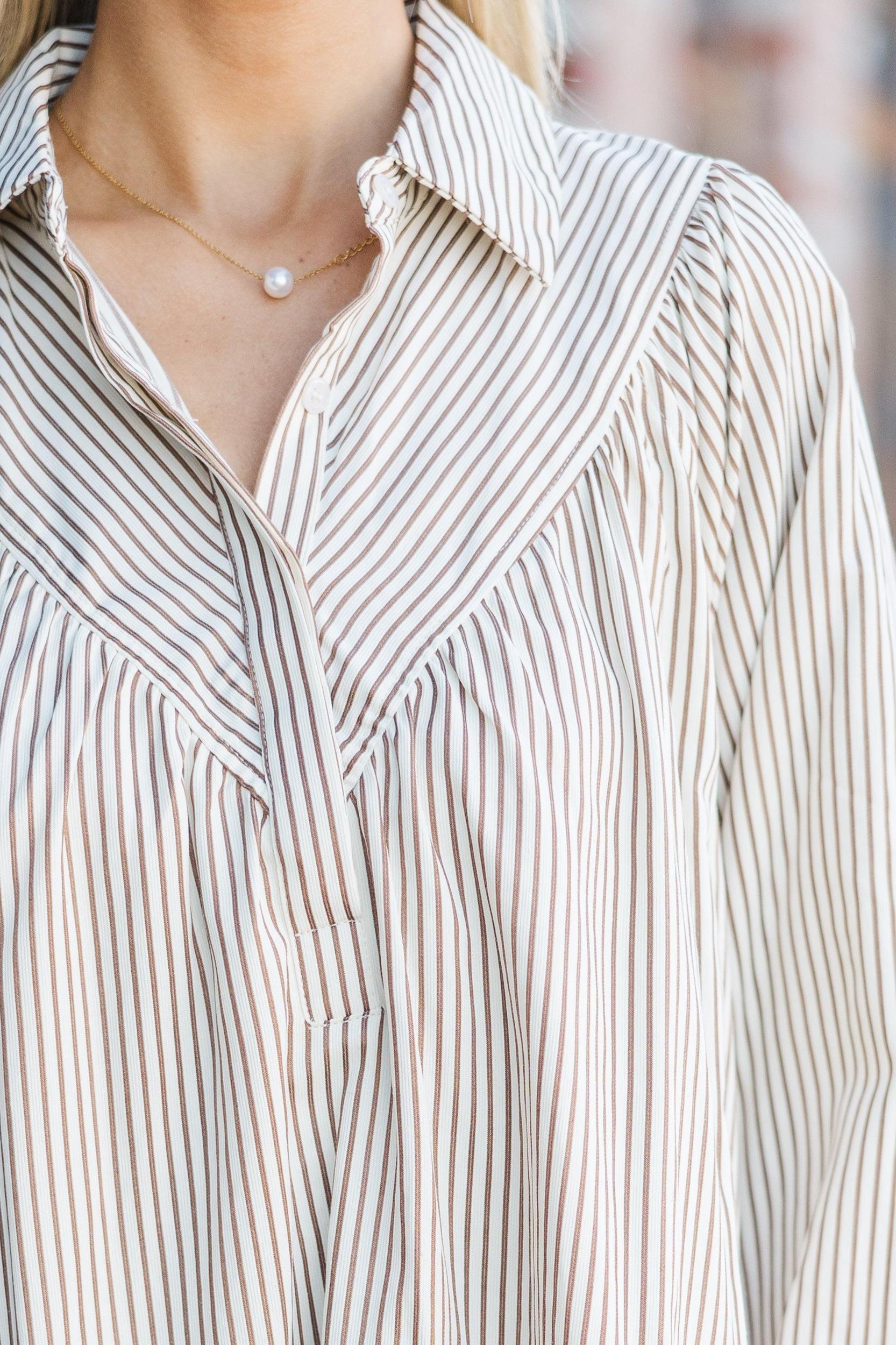 Stay A While Brown Striped Dress Female Product Image