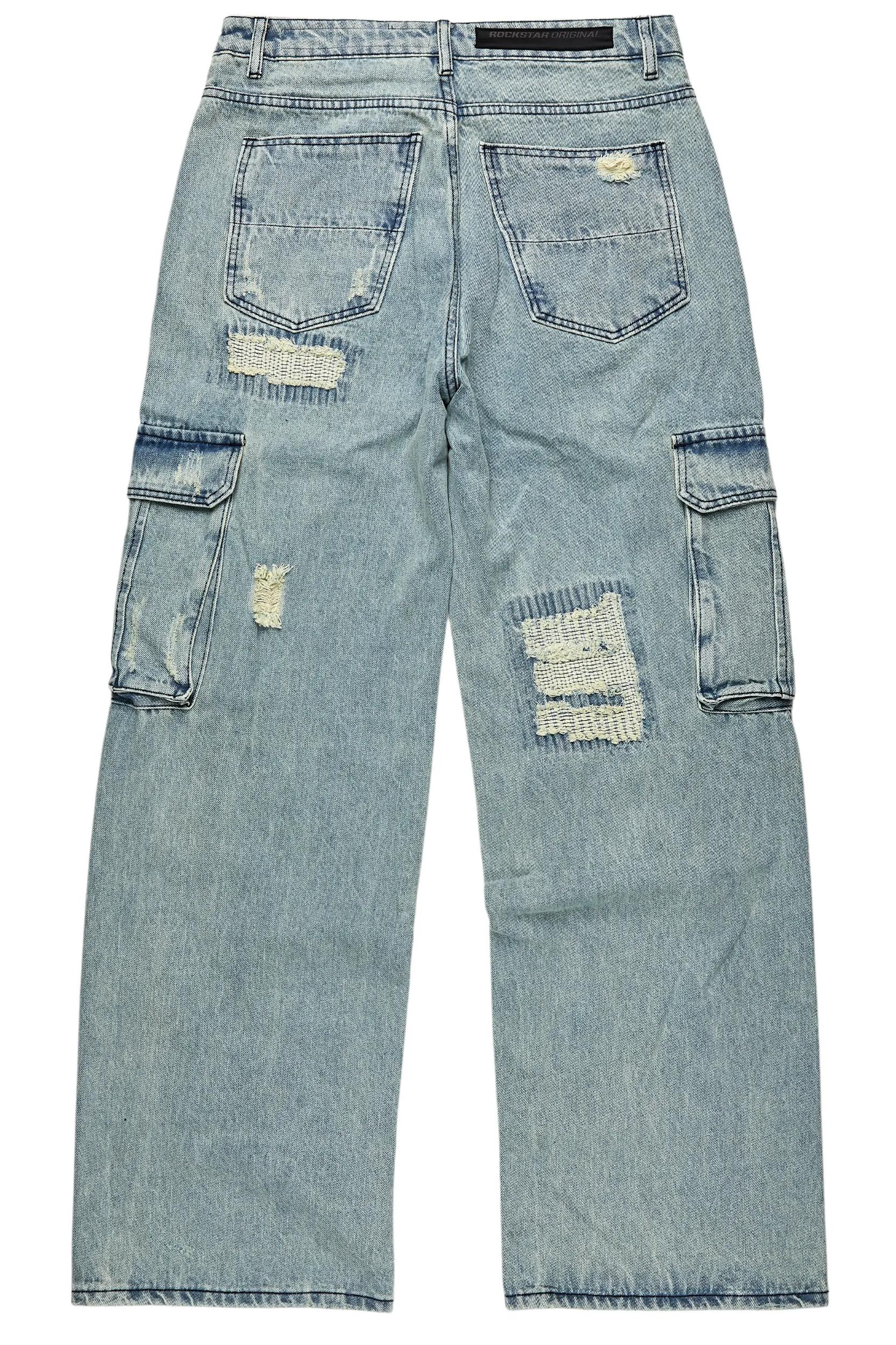 Namas Light Blue Painter Baggy Cargo Jean Male Product Image