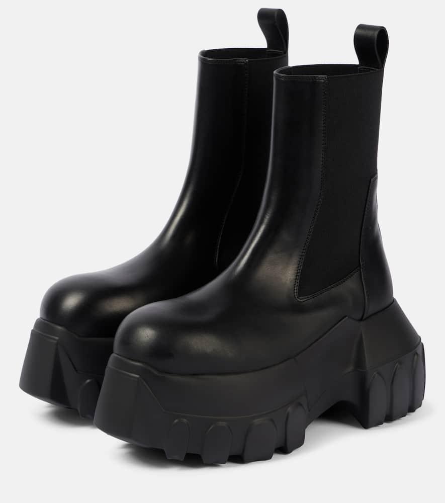 RICK OWENS Beatle Mega Tractor Leather Chelsea Boots In Black Product Image