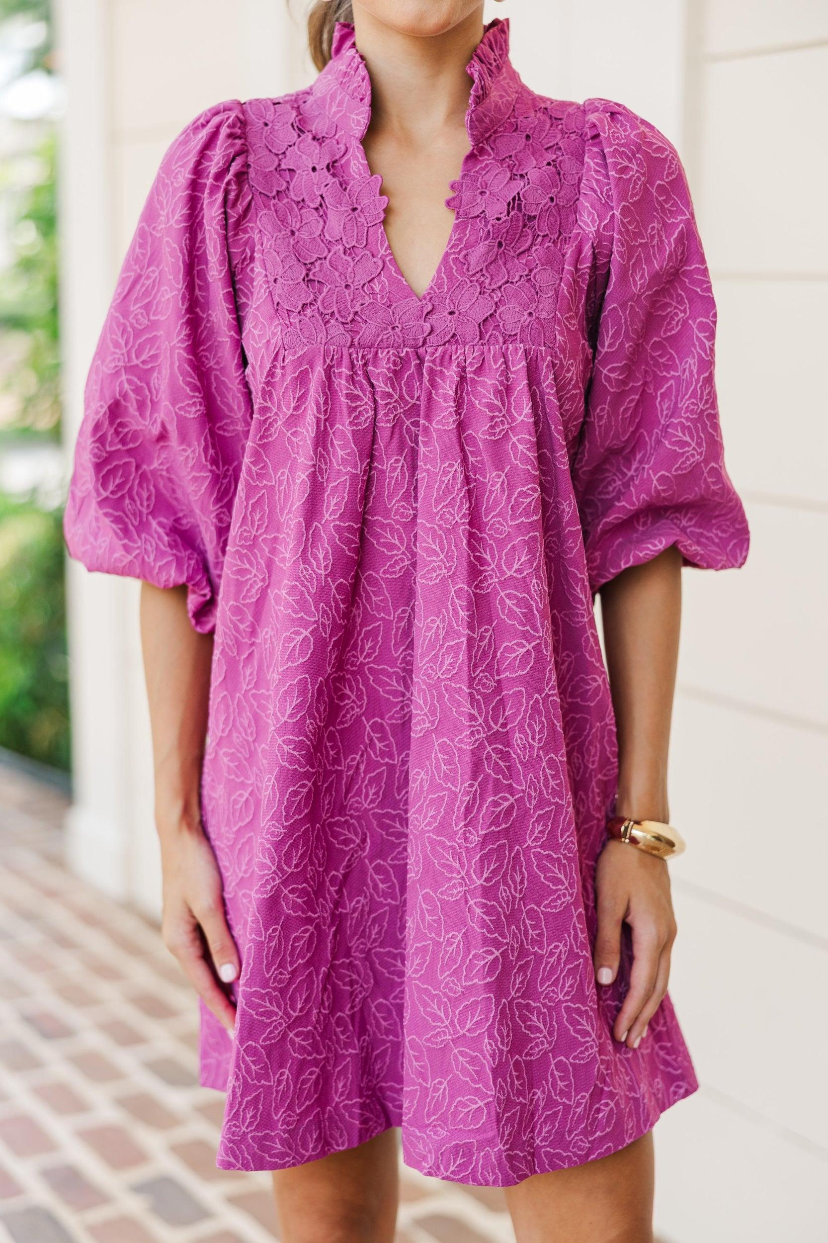 Get Back To You Magenta Purple Lace Dress Female Product Image