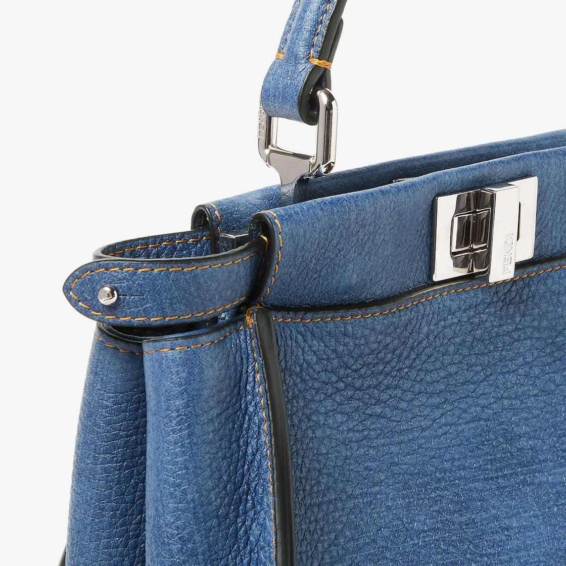 Peekaboo MiniDenim-effect blue leather bag Product Image