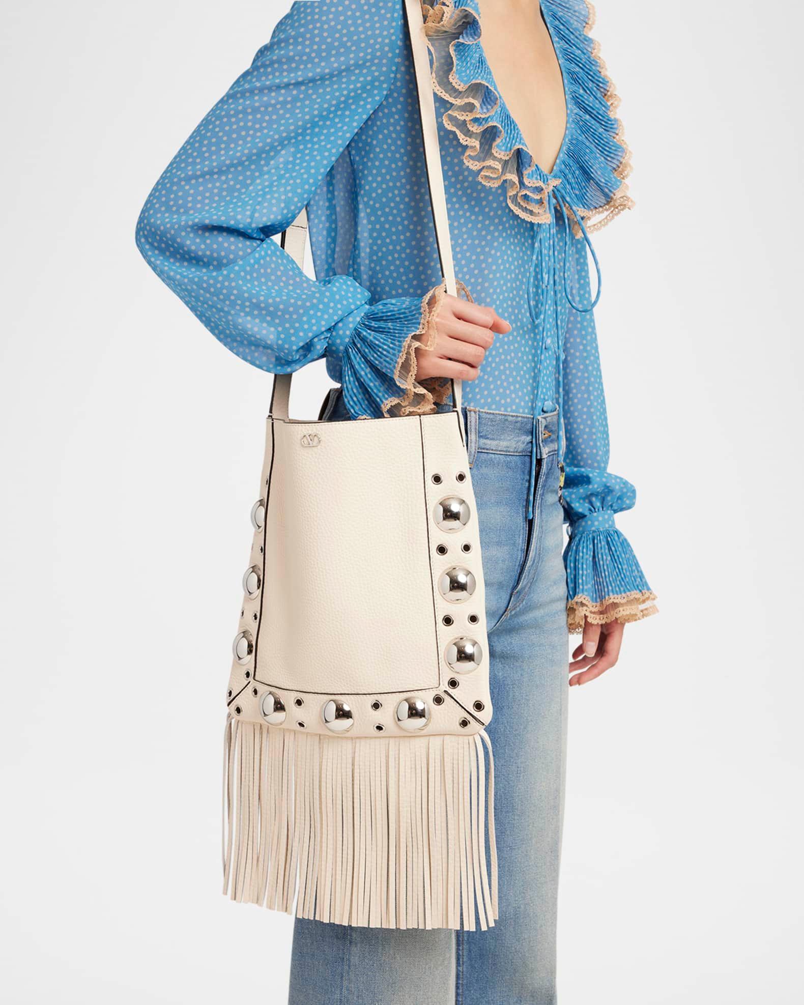 Nellcote Fringe Studded Leather Crossbody Bag Product Image