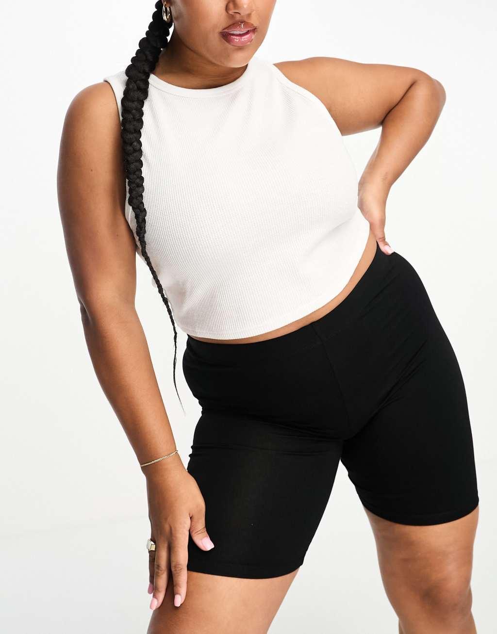 ASOS DESIGN Curve 2 pack basic legging shorts Product Image