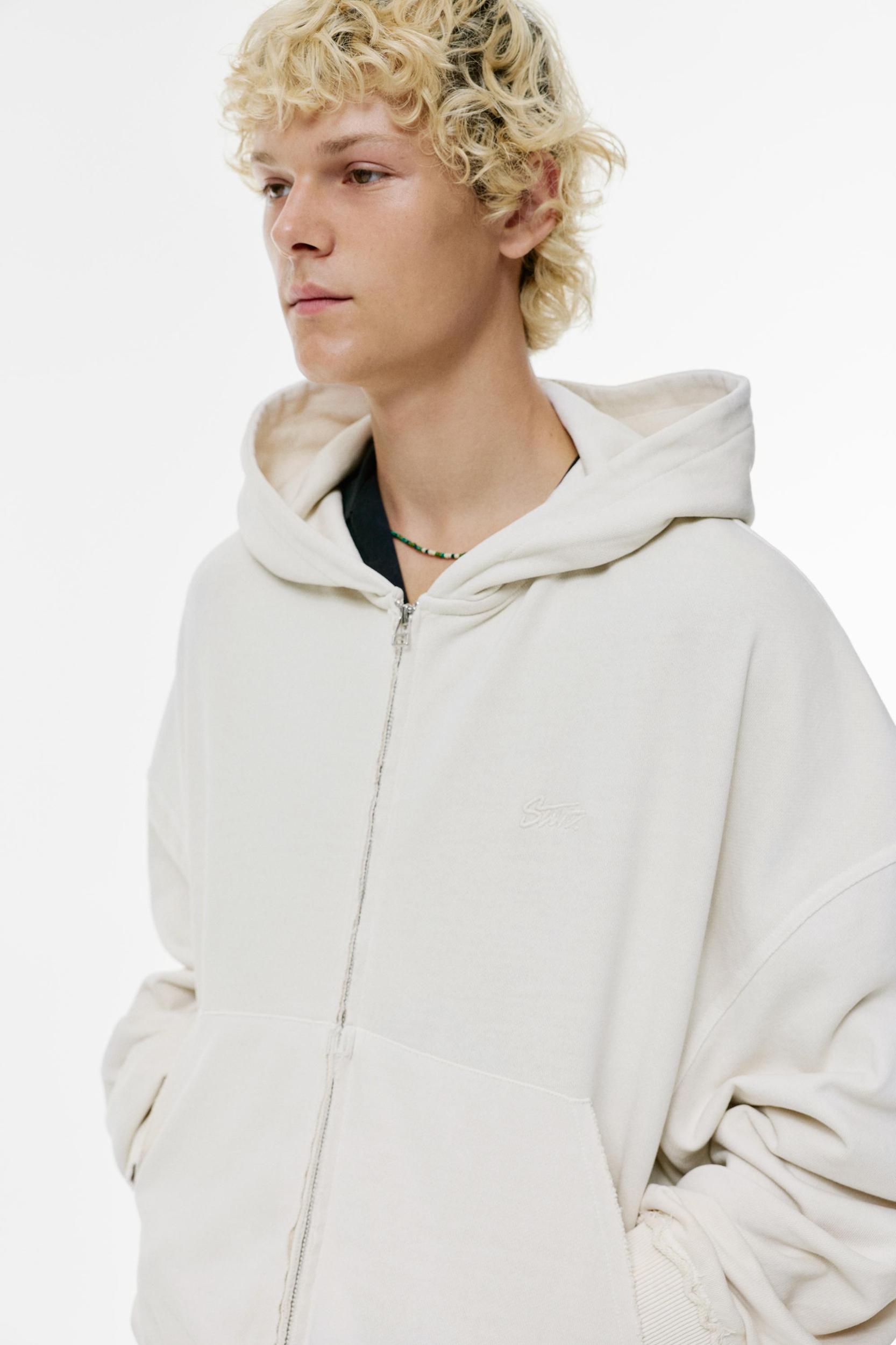 Frayed zip-up hoodie Product Image