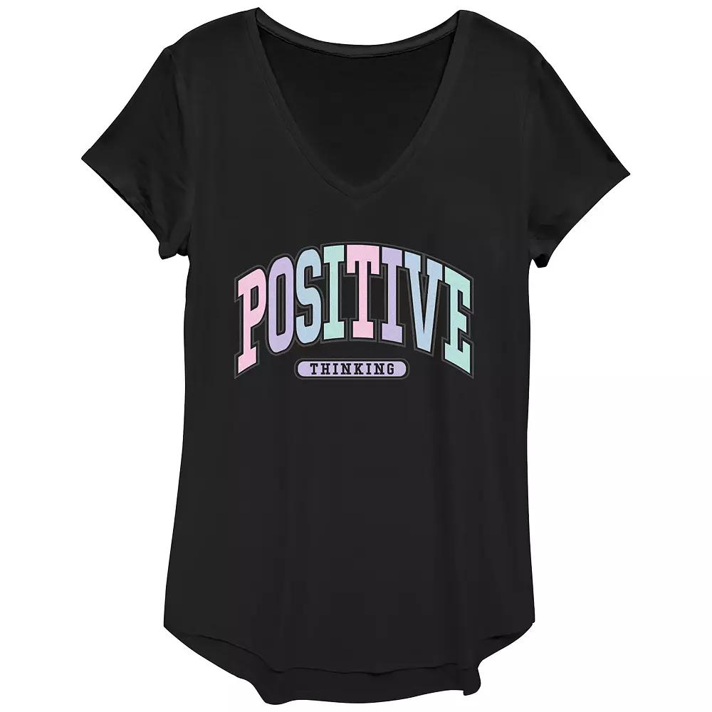 Women's Positive Thinking V-Neck Graphic Tee, Girl's,  Product Image