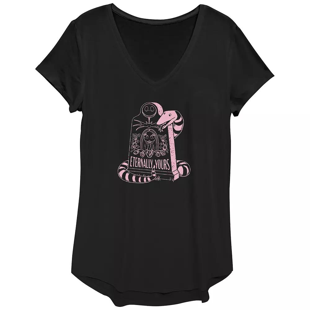 Disney's The Nightmare Before Christmas Jack Skellington And Sally Eternally Yours Gravestone Women's Graphic Tee,  Product Image