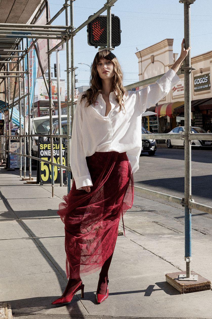 Draped Lace Skirt Product Image