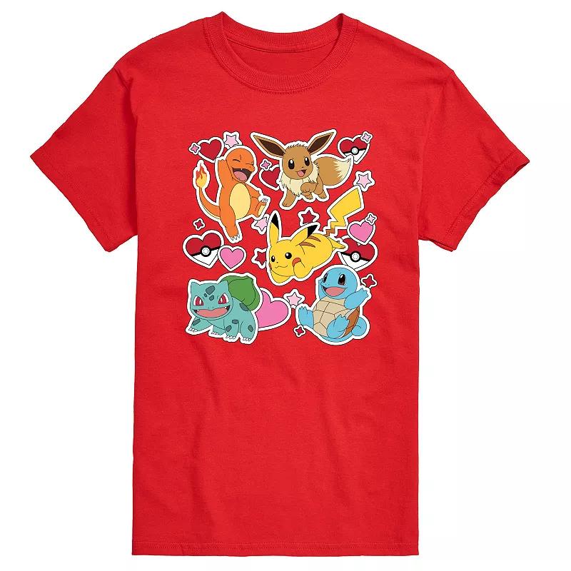 Mens Pokmon Group Valentine Sticker Graphic Tee Product Image
