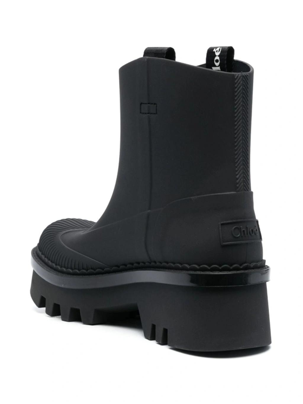 CHLOÉ Rubber Solid Color Ankle Boots With Heel 6cm In Black Product Image