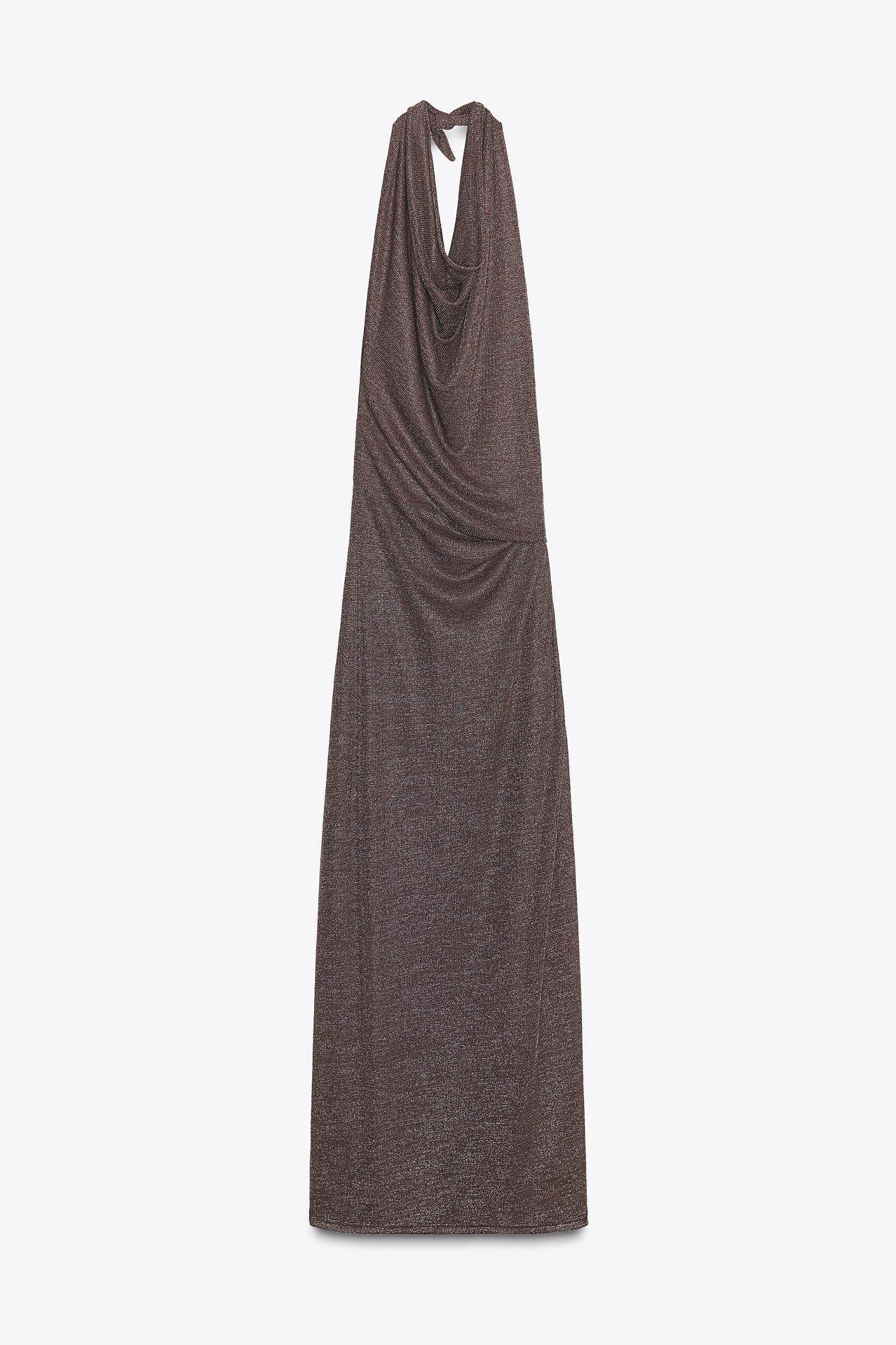 METALLIC THREAD OPEN BACK LONG DRESS Product Image