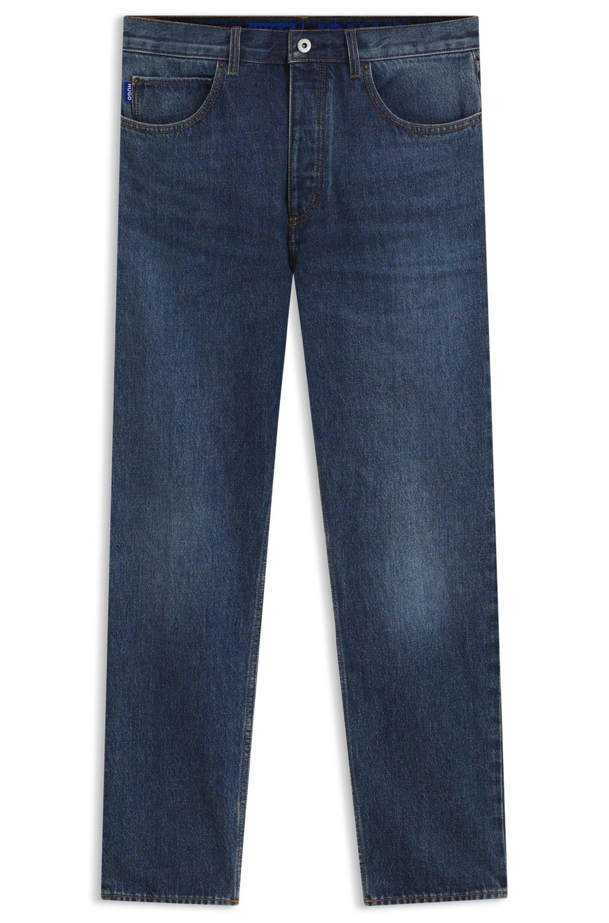 HUGO - Regular-fit jeans in faded dark-blue denim - Dark Blue Product Image