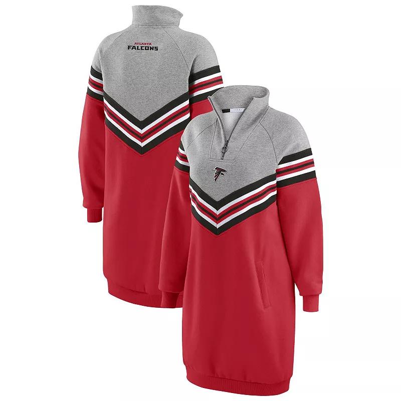 Women's WEAR by Erin Andrews Red/Heather Gray Atlanta Falcons Chevron Stripe Dress,  Product Image