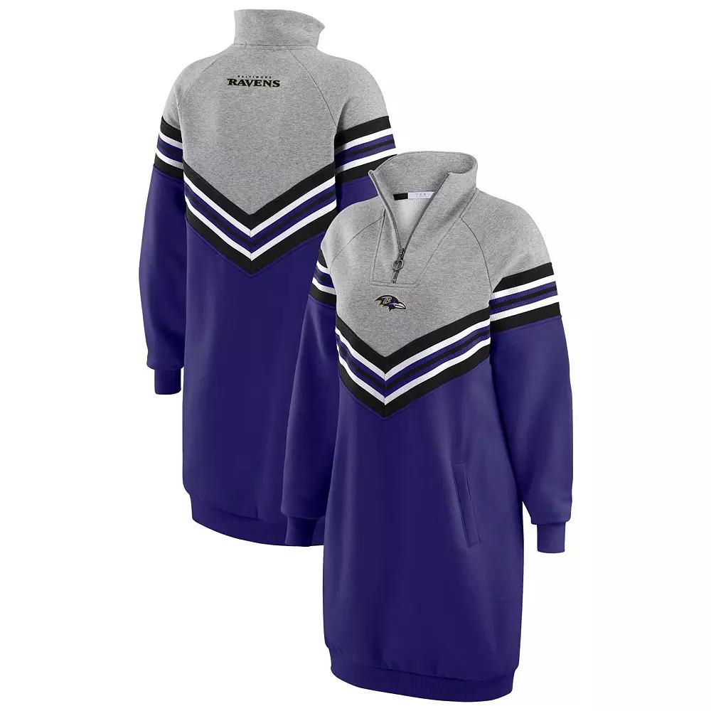 Women's WEAR by Erin Andrews Purple/Heather Gray Baltimore Ravens Chevron Stripe Dress,  Product Image