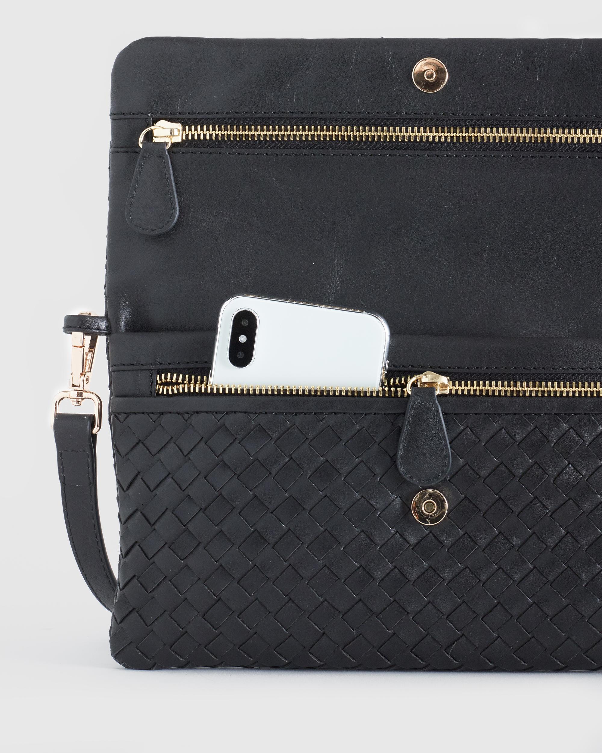 Quince | Women's Italian Leather Handwoven Convertible Clutch Product Image