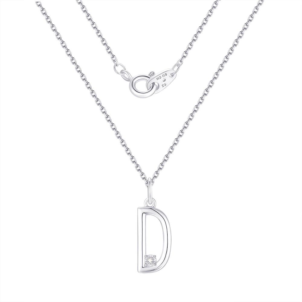 Forever Radiant Diamond Accent Initial Pendant Necklace, Women's, Size: 18", Silver Tone D Product Image