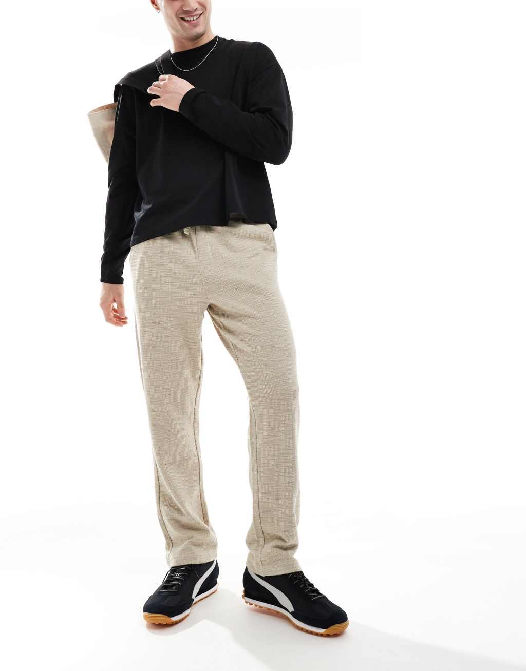 ONLY & SONS textured pants in washed ecru Product Image