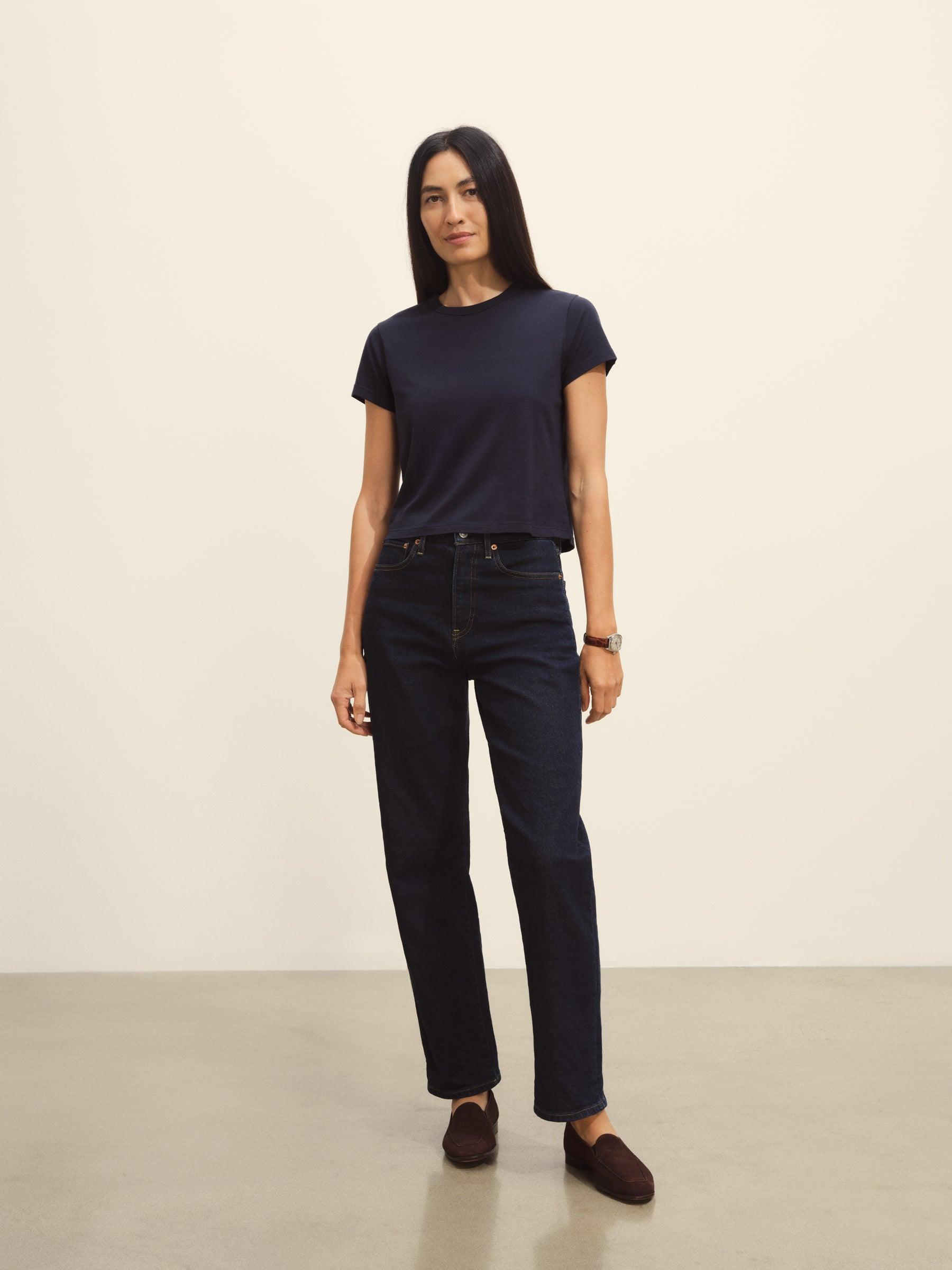 Dark Navy Pima Boxy Crew Product Image