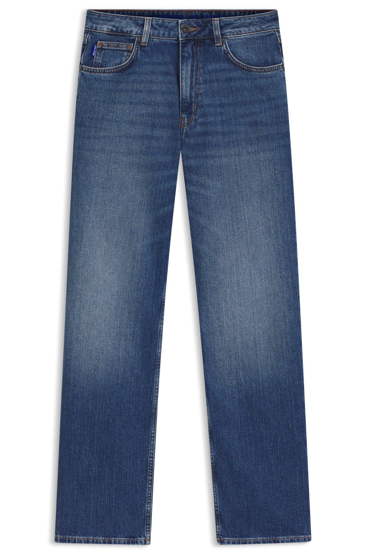 HUGO - Long-length straight-fit jeans in blue stretch denim - Blue Product Image