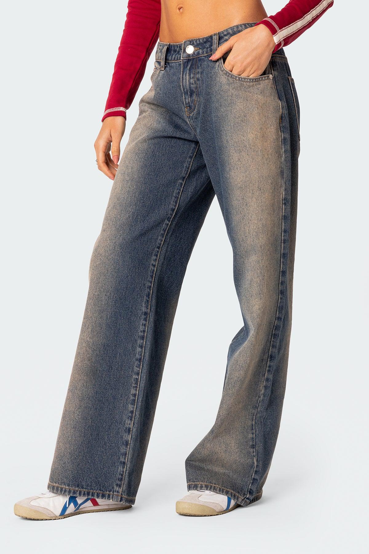 Raelynn Washed Low Rise Baggy Jeans Product Image