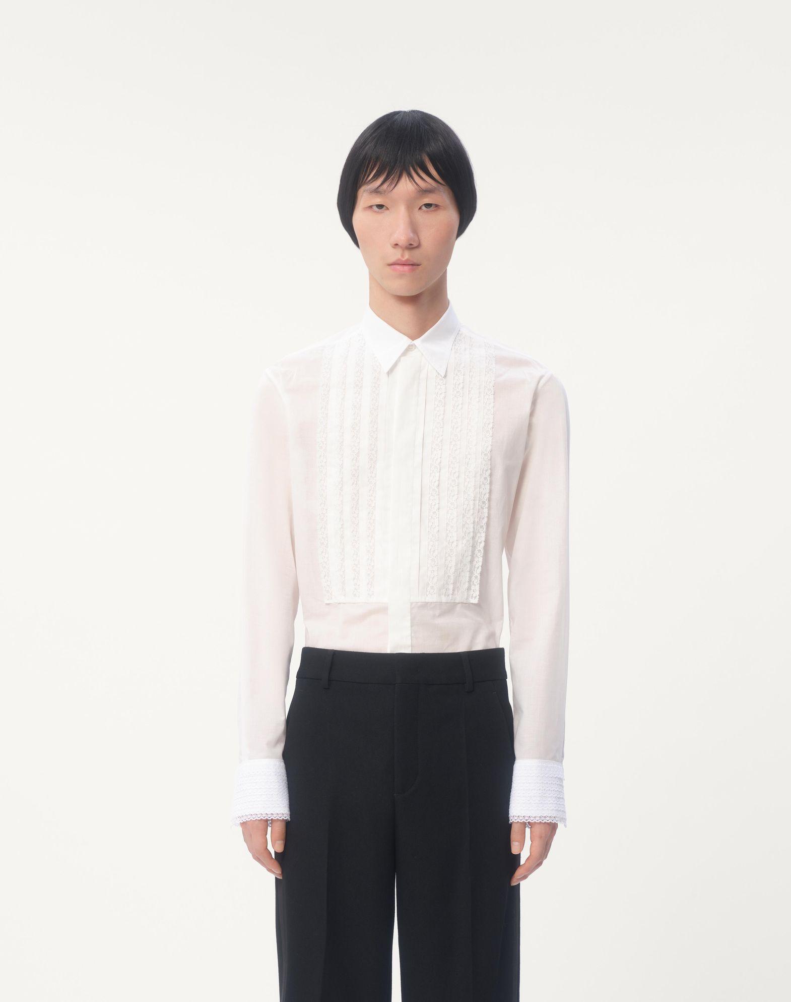 Cotton Muslin Shirt With Plastron And Lace Details Product Image