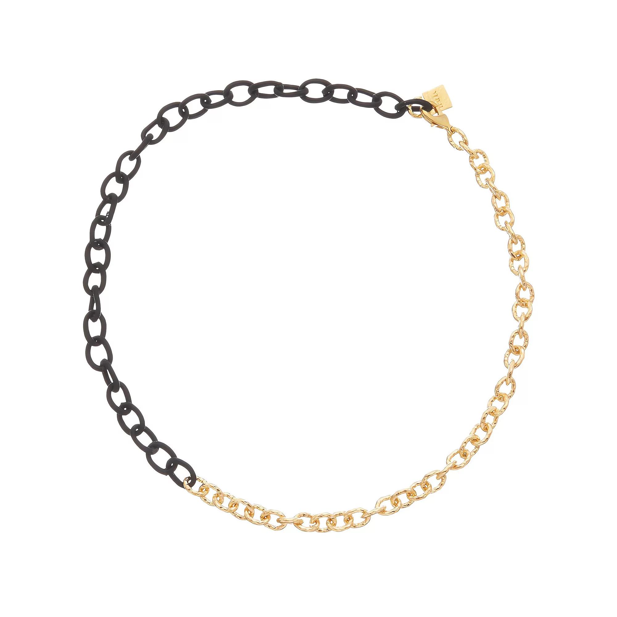 Juvell 18k Gold Plated Black Link Two-Tone Necklace, Women's, Size: 16-18" ADJ, Gold Tone Product Image