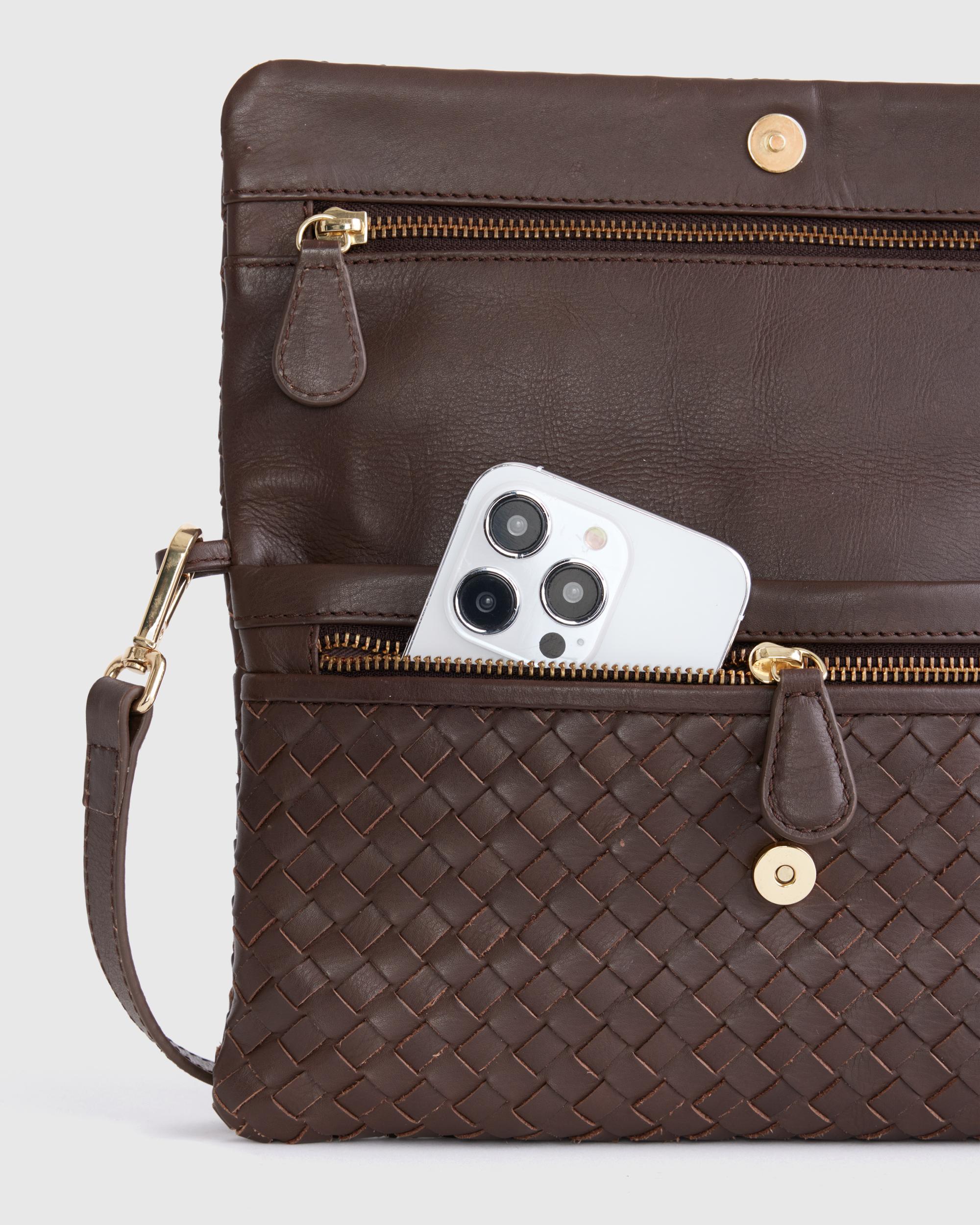 Quince | Women's Italian Leather Handwoven Convertible Clutch Product Image