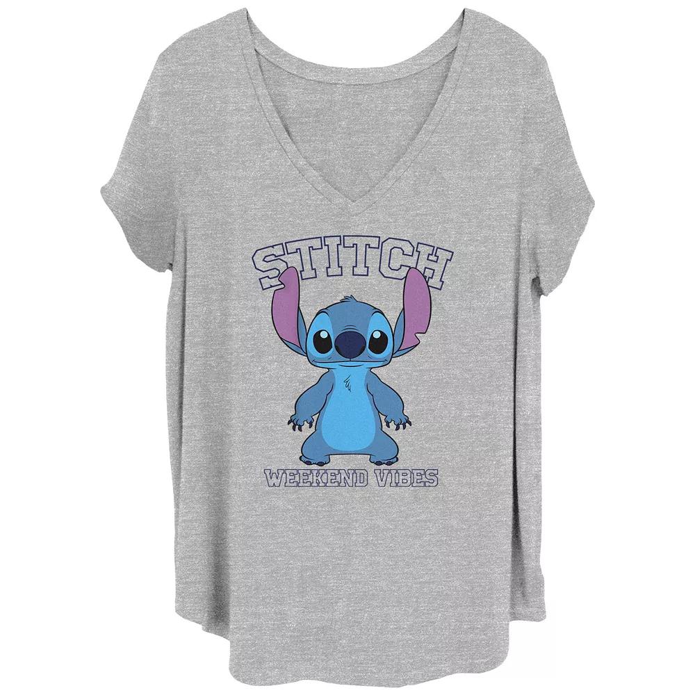 Disney's Lilo & Stitch Weekend Vibes Stitch Juniors' Plus Graphic Tee, Women's, Size: 2XL, Grey Gray Product Image