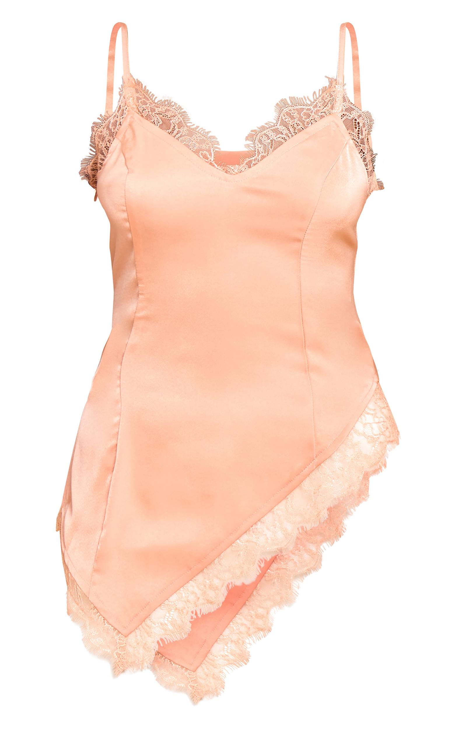 Peach Chiffon Lace Detail Cami Product Image