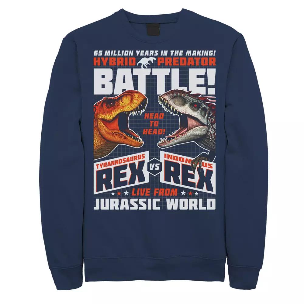 Men's Jurassic World T-Rex VS I-Rex Battle Poster Fleece Graphic Pullover,  Product Image