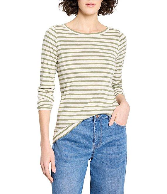 NIC + ZOE Stripe Knit Boat Neck Long Sleeve Top Product Image