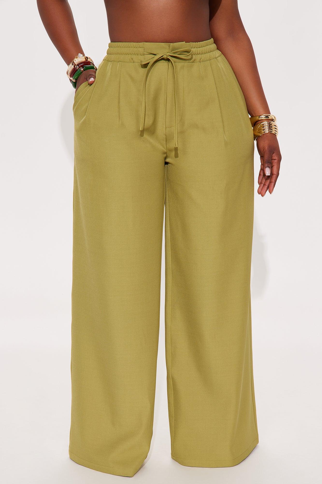 Eliza Wide Leg Crepe Trouser Pant - Chartreuse Female Product Image