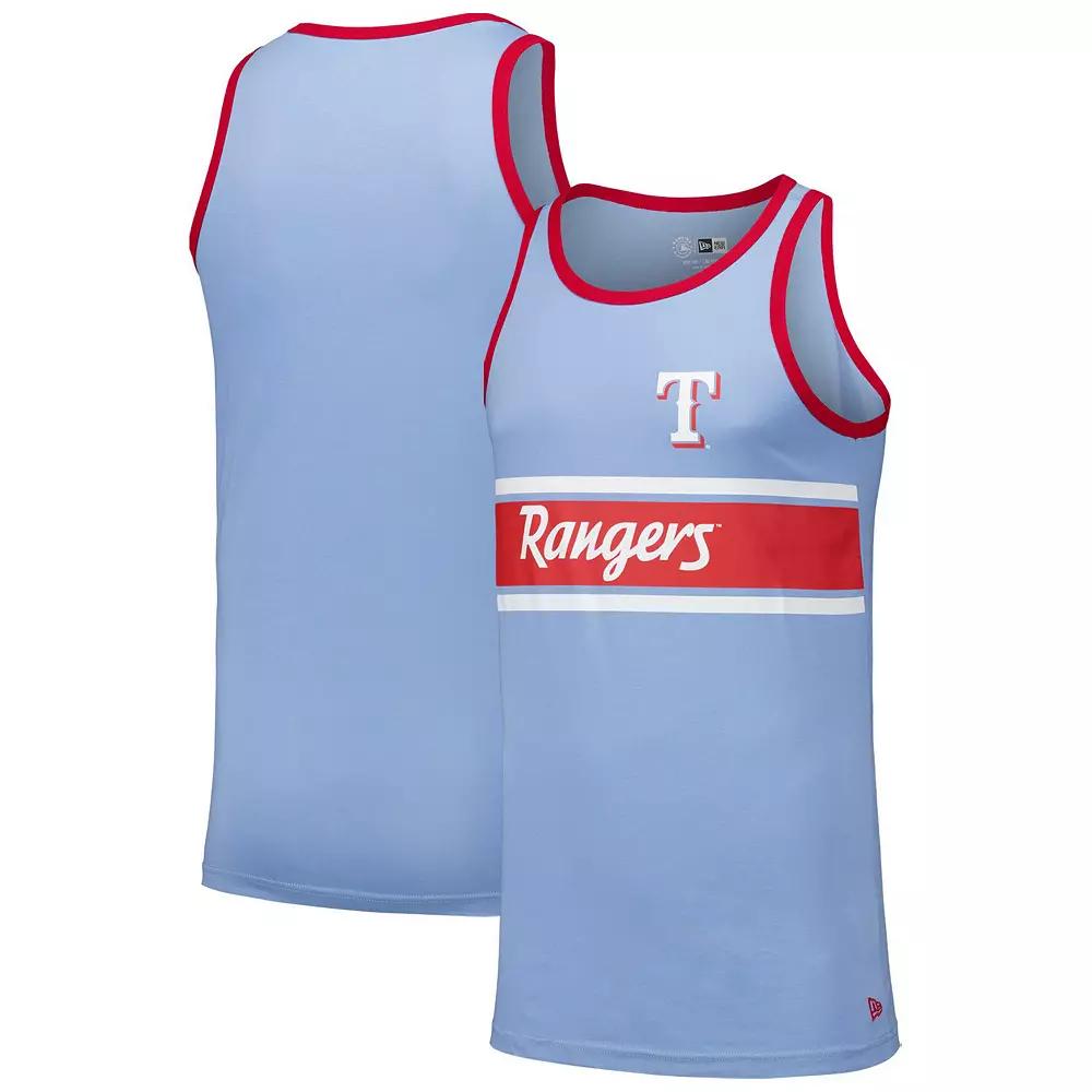 Men's New Era Light Blue Texas Rangers Jersey Ringer Tank Top,  Product Image
