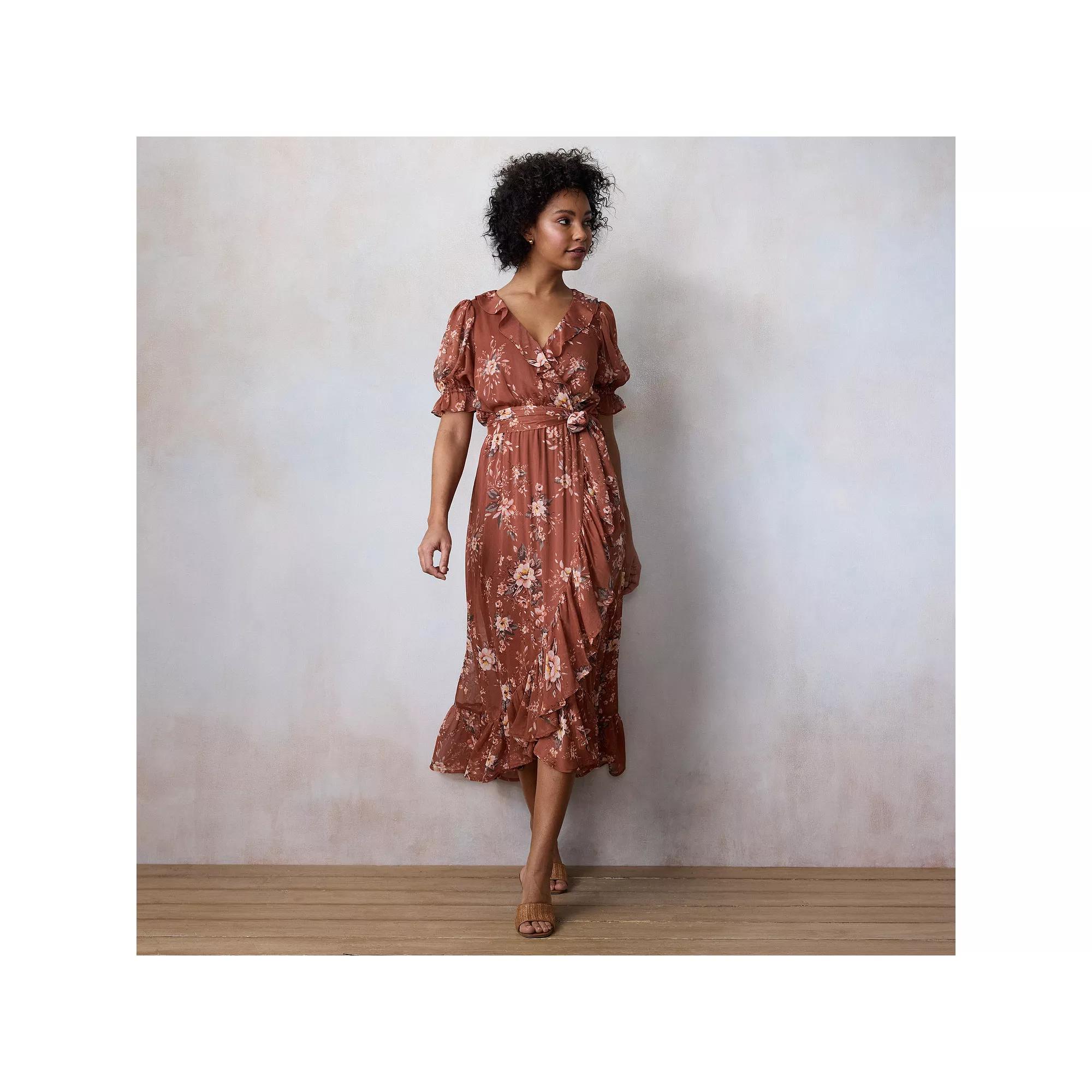 Women's LC Lauren Conrad Ruffled Wrap Maxi Dress, Size: Small, Red Genevieve Garden Product Image