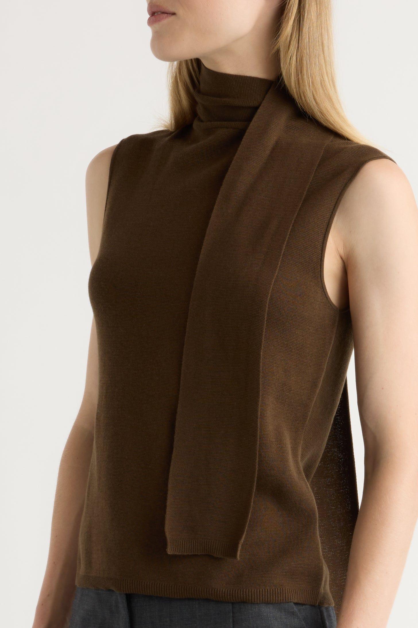 Demi Scarf-Neck Cotton-Silk Knit Top Product Image