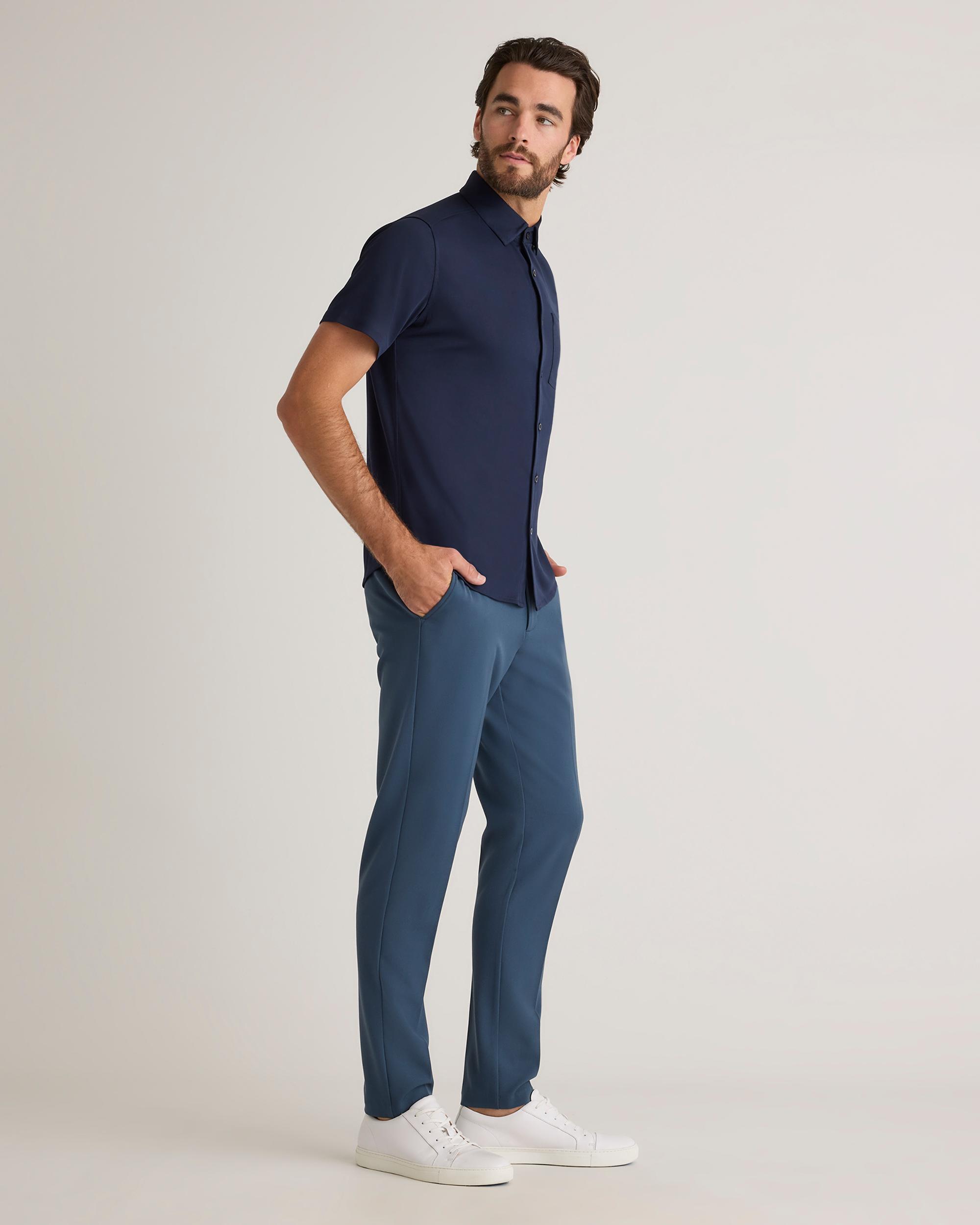 Quince | Men's Commuter Stretch Pique Short Sleeve Button Down 100% Polyester Product Image