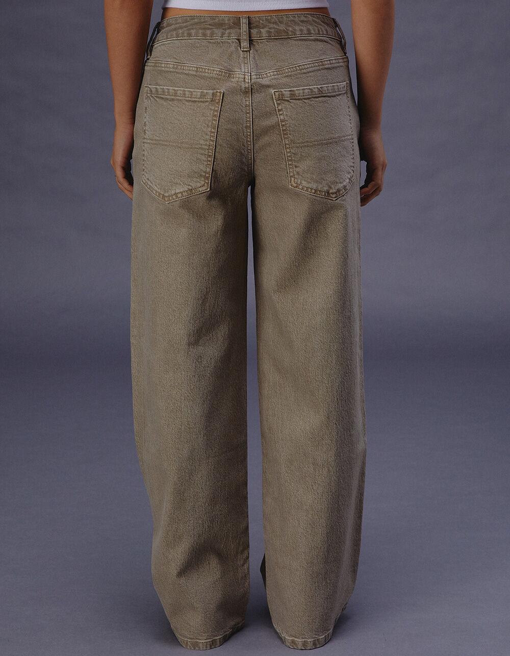 RSQ Womens Mid Rise Seam Loose Fit Pants - DK KHAKI Product Image