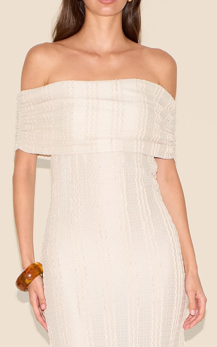 Cream Textured Bardot Maxi Dress Product Image
