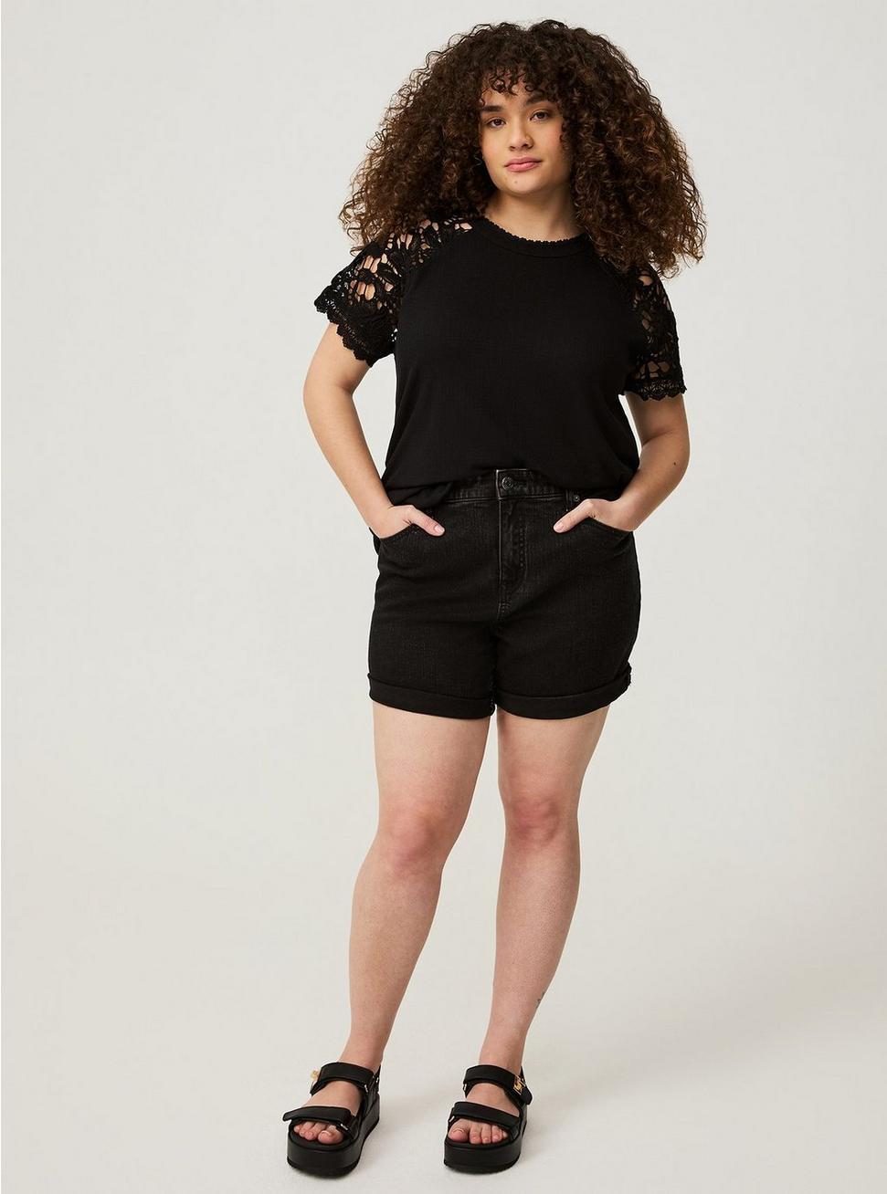 Crochet Raglan Crew Top Product Image