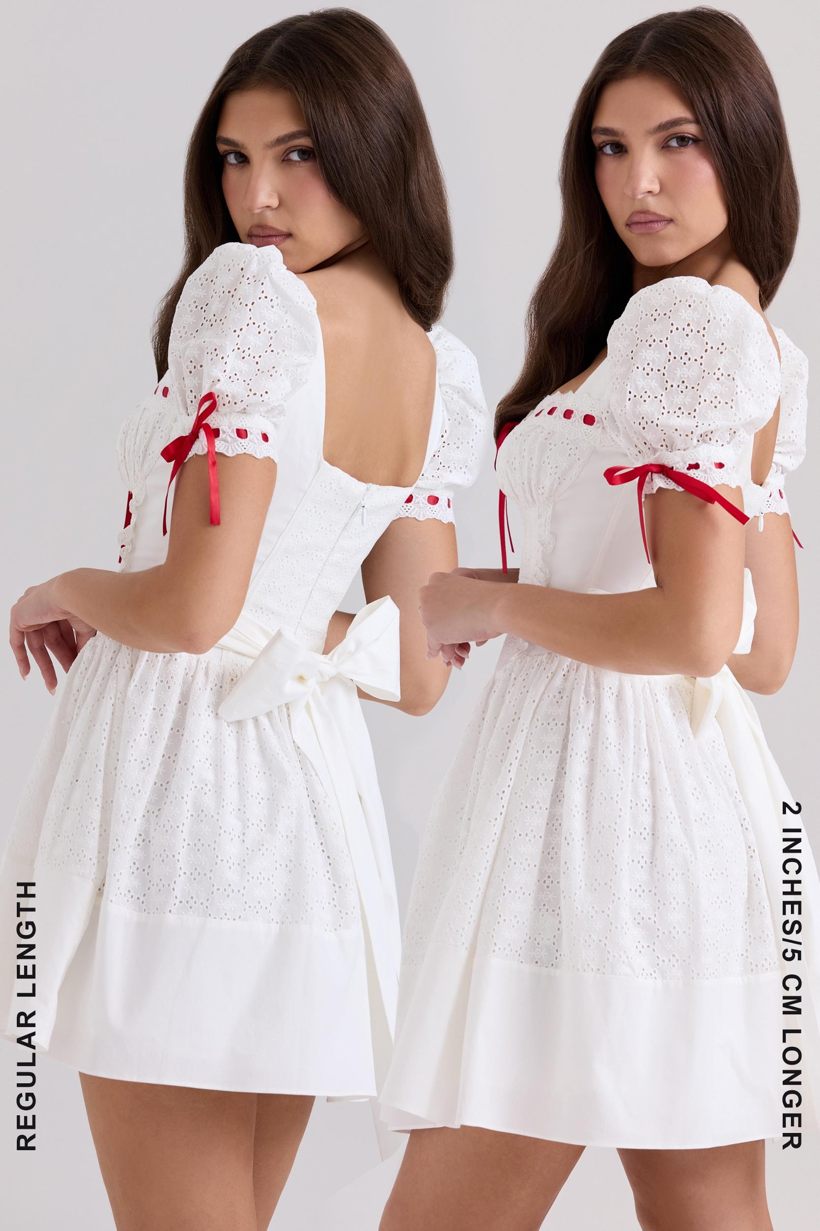 Jana  white broderie anglaise puff sleeve mini dress - sale Product Image