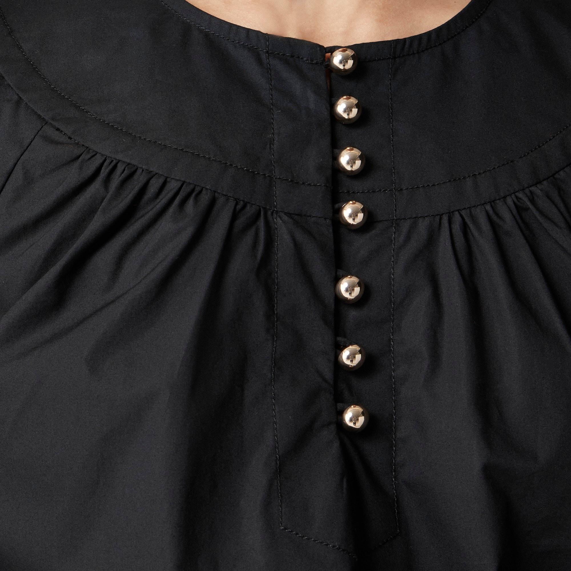 Shirred popover top in cotton poplin Product Image