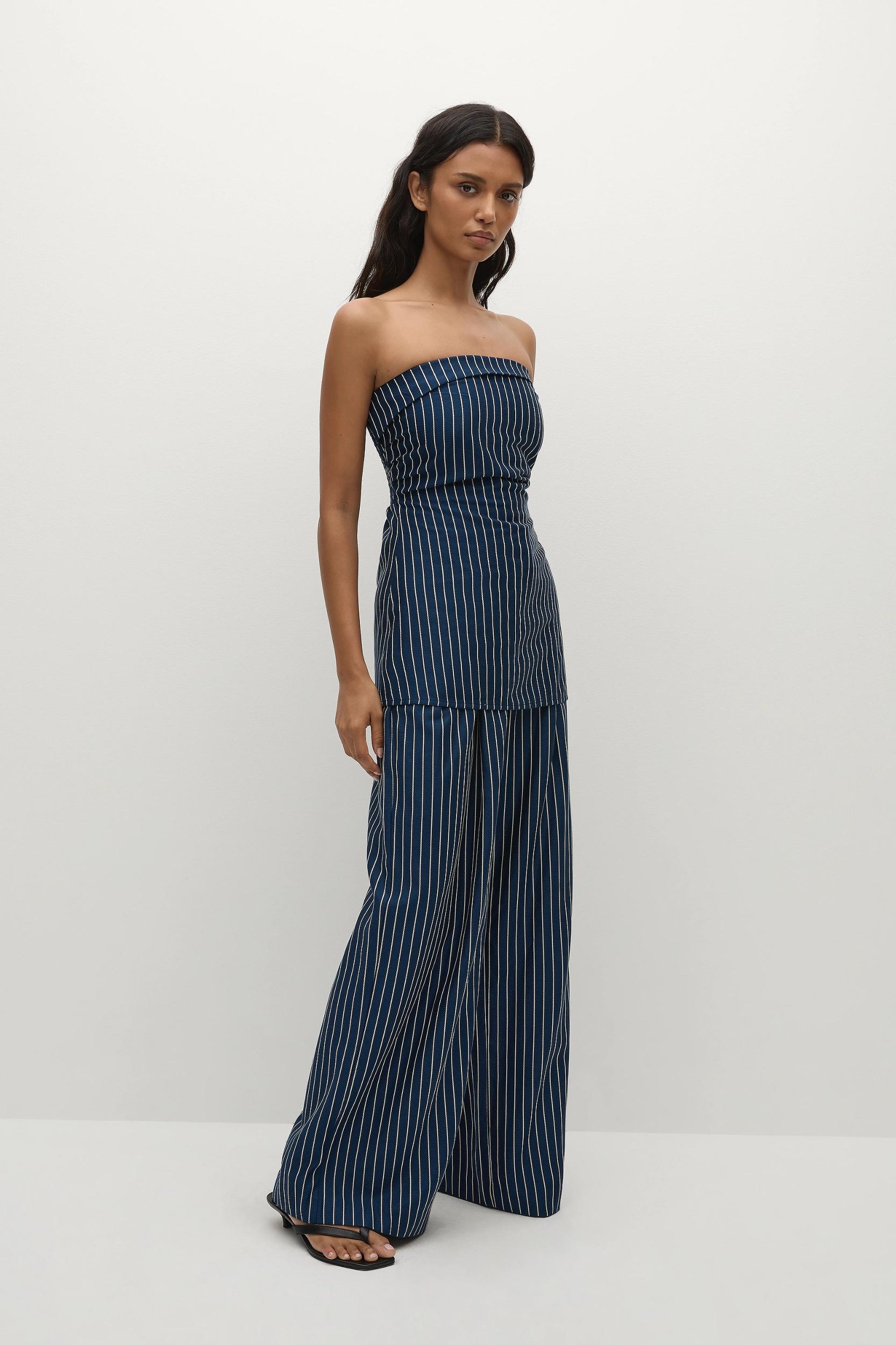 Lalia Trouser Chevron Stripe Vintage Navy - Final Sale Product Image