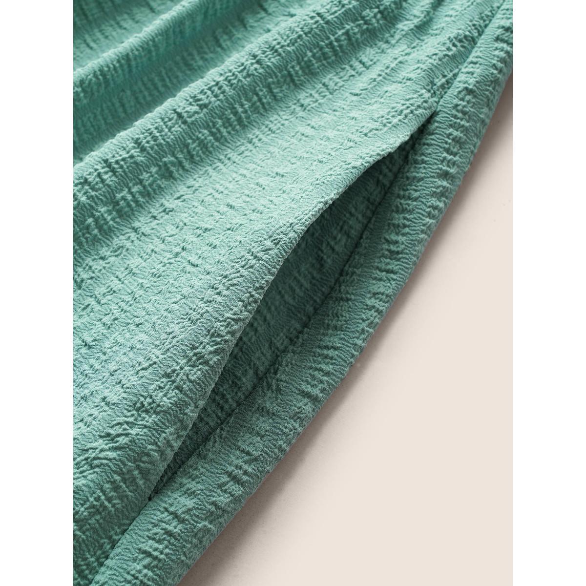 Plus Size Plain Texture Button Detail Cami Dress Teal Women Casual Texture Non Sleeveless Curvy Midi Dress BloomChic 12/L Product Image